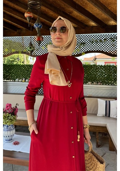 Süreyya Gömlek Elbise Kırmızı