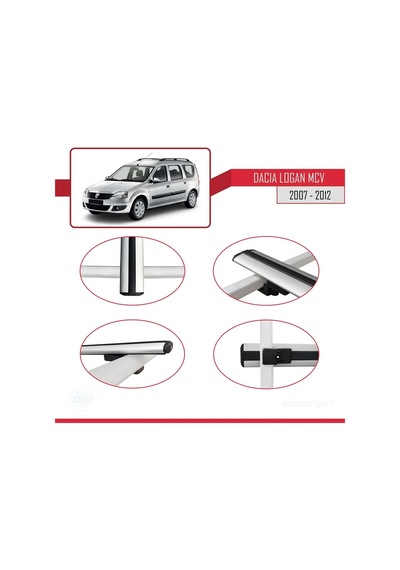Dacia Logan Mcv 2007-2012 Arası İle Uyumlu Basic Model Ara Atkı Tavan Barı Gri 3 Adet
