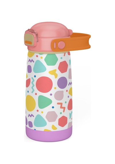 Puccon 420 Ml Pembe Lila Geometrik Şekiller Kız Çocuk Çelik Matara Suluk - 60003