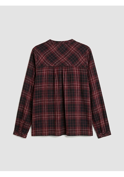 Lcw Everyday Bordo Kaçık Yaka Ekose Oversize Bluz