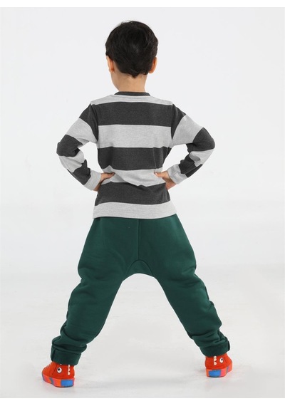 Casabony Yeşil T-rex Cepli Baggy Pantolon + T-shirt-yeşil - Gri Gri - Yeşil