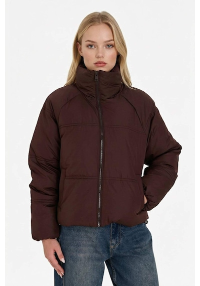 Defacto Su Geçirmez Regular Fit Dik Yaka Fermuarlı Şişme Mont E8690ax25aubn530 Kahve-bn530
