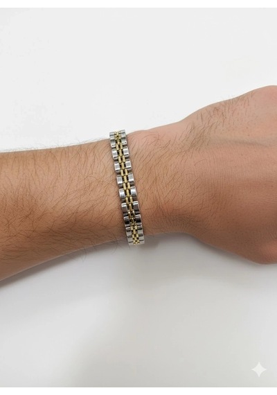 Siyah Deri / Çelik Erkek Deri Bileklik 20 Cm - Ebl0059