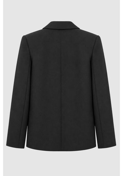 Thalure Kadın Siyah Çift Düğmeli Oversize Blazer