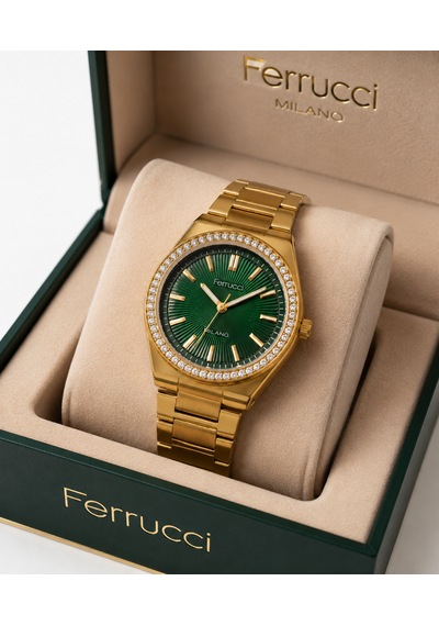 Ferrucci Fc84982 Klasik Zarif Model Taşlı Kadran Çelik Kordon&kasa Kadın Kol Saati 35mm Altın