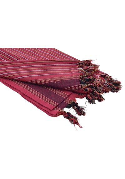 Ludıa %100 Pamuk Çizgili Peştemal Havlu 90x180 Cm Bordo Kırmızı Püsküllü Bordo - Kırmızı