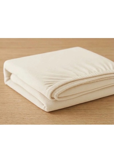 Çift Kişilik Düz Penye %100 Pamuklu Lastikli Çarşaf 180x200 Newsheet Ekru