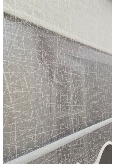 İncilifehome İcl1084 Çift Mekanizmalı Geometrik Desenli Tül Ve Stor Perde Kırık Beyaz Kırık Beyaz