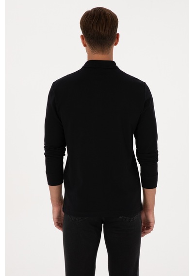 U.S. Polo Assn. Erkek Regular Fit Polo Yaka Siyah Basic Sweatshirt 50315941-VR046