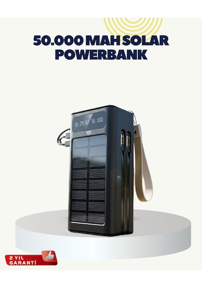 Led Aydınlatmalı Güneş Panelli Powerbank Seyahat Ve Kamp İçin Sarı