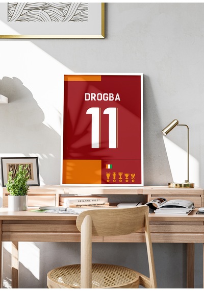 D.drogba 11 Poster Tablo Beyaz Çerçeveli