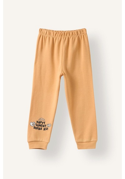 Defacto %100 Pamuk Baskılı Sweatshirt Üst Lastikli Paça Alt 2li Pijama Takımı Erkek Bebek I1437a526auog615 Turuncu-og615