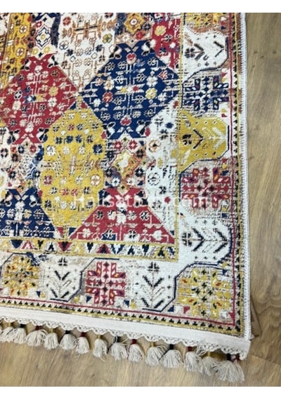 Salerno Çamaşır Makinesinde Yıkanabilir Kilim Halı Hs1035 Çok Renkli