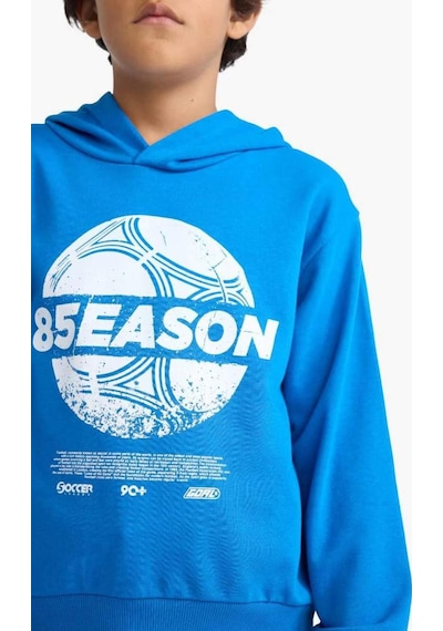 Defacto Kapüşonlu Baskılı Sweatshirt Erkek Çocuk F2845A825AU Mavi