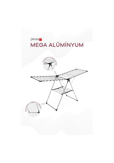 Perilla Mega Alüminyum Katlanır Çamaşır Kurutmalık 17,5 Metre Gri