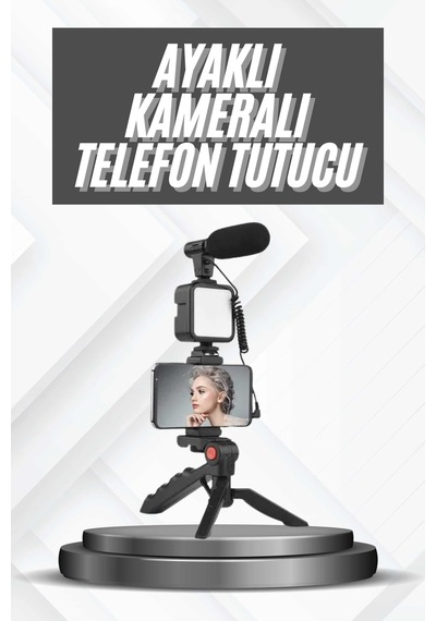 Telefon - 520 - Tutucu Mikrofonlu Işıklı Youtuber - Muratech - Video Kayıt Çok Renkli