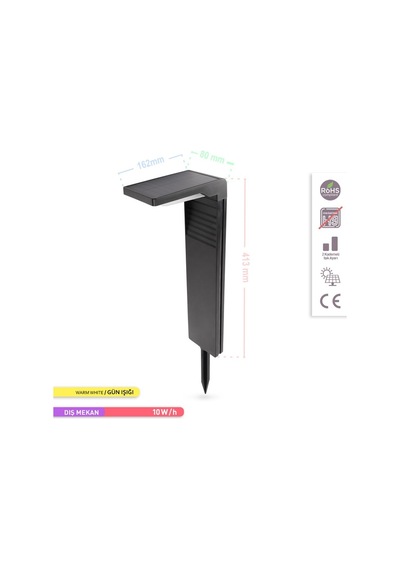Ack Solar Led Bahçe Armatürü 3000K Günışığı Kazıklı Güneş Enerji