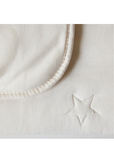 Ocean Home Textile %100 Pamuk Penye Ekru Yıldız Nakışlı Bebek Çok Amaçlı Örtü 90 X 120 Cm