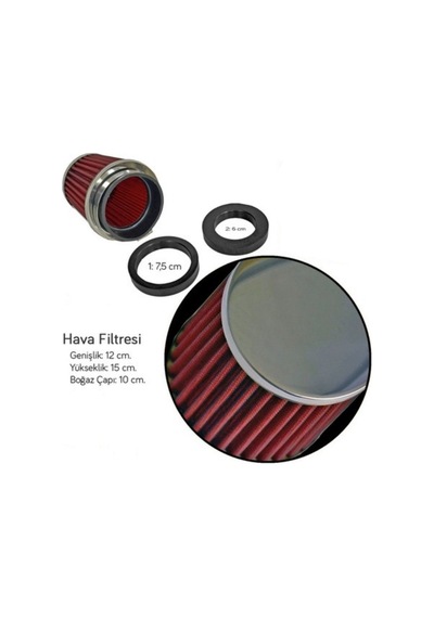 Carub Tuning Hava Filtresi 2 Aparatlı 12 X 15 Cm Krom Kırmızı Br4686101 1 Adet