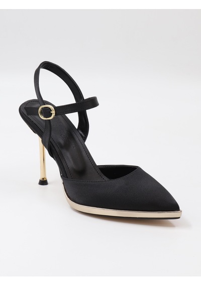 Nesilshoes Nesil Shoes Uraz 600 Siyah Saten Altın Topuklu Kadın Sandalet Nesilshoes Nesil Shoes Uraz 600 Siyah Saten Altın Topuklu Kadın Sandalet