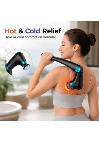 10 Başlıklı Katlanabilir Isıtmalı Masaj Aleti, Soğuk Jel Başlıklı 30w Şarjlı 9 Hız Ayarlı 45 C Isıtmalı 90 -135 -180 Açılı Boyun Sırt Bel Omuz Bacak İçin Taşınabilir Derin Doku Masaj Cihazı Seti