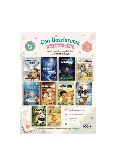 Can Dostlarımız Hikaye Serisi 10'lu Set - Çocuklar İçin Gelişimsel Öykü Kitapları - Hediyeli