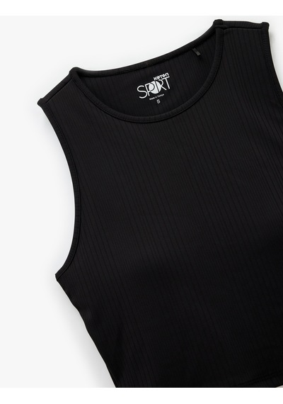 Koton Kolsuz Bisiklet Yaka Slim Fit Crop Sporcu Atleti Siyah 6sak30055nk Siyah