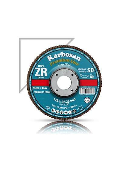 Karbosan Paslanmaz Flap Zımpara - 115.40 ZR - 10 Adet