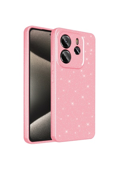 Xiaomi Redmi Note 14 Kılıf Kamera Korumalı Simli Lüks Zore Koton Kapak Açık Pembe