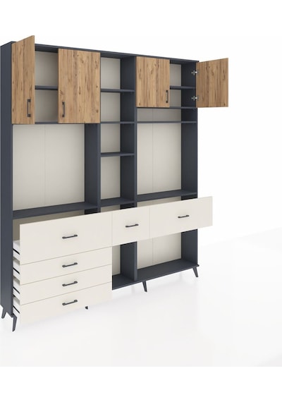 Arges Dolap 11 Raflı 6 Çekmeceli 4 Kapaklı 220x30x243 Antrasit-çam/aytaşı Atlas Çam/aytası Arges Dolap 11 Raflı 6 Çekmeceli 4 Kapaklı 220x30x243 Antrasit-çam/aytaşı Atlas Çam/aytası