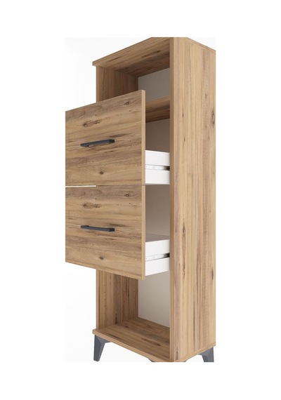 Arges Dolap Tek Raflı 2 Çekmeceli 44x30x134 Çam-çam Çam