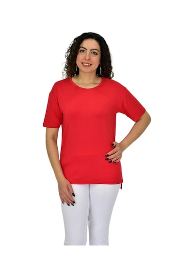 Kadın Yarım Kol Sıfıryaka Likralı Tişört Bgl-st04652 Kırmızı