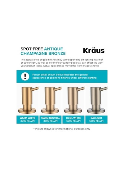 Kraus Boden Mutfak Sabunu Ve Losyon Dispenseri Spot İçermez Antika Şampanya Bronz, Ksd-53sfacb 000 Açık Krem