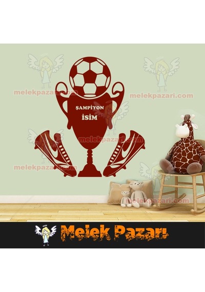 İsim Yazılabilir Şampiyon Futbol Duvar Sticker