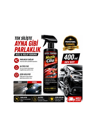 Oto Trend Hızlı Cila Sprey 400 Ml Araç Boya Parlatıcı, Hızlı Ve Kolay Uygulama, Parlak Koruma