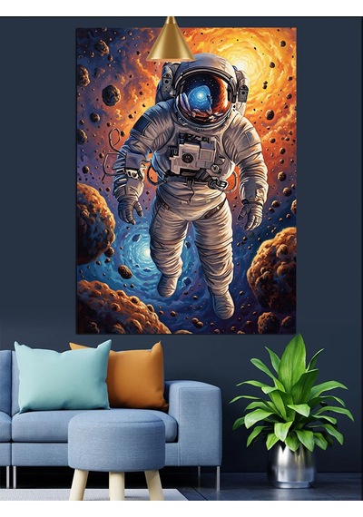 Astronot Uzay Yürüyüşü Manzarası Dekoratif Kanvas - Mdf Ahşap Tablo