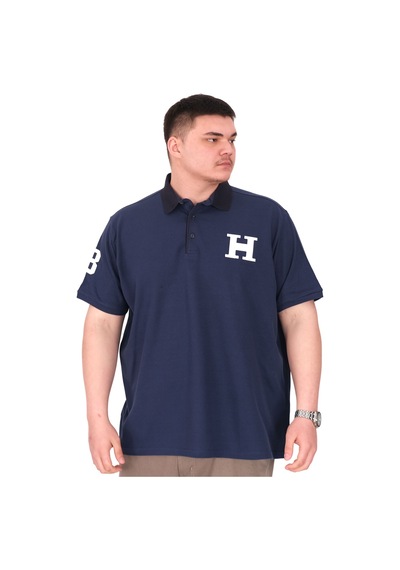 Mode Xl Büyük Beden Erkek T-shirt Polo Yaka H Brouded U25312 İndigo İndigo