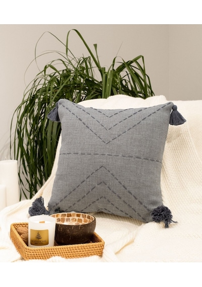 Koza Home Aspen Gri Dekoratif Boncuk Elyaf İç Dolgulu Kırlent 40x40 5000 Standart