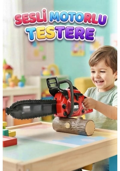 Küçük Ustalar Iş Başında: Sesli Pilli Eğlenceli Ve Güvenli Çocuk Motorlu Testeresi 39 Cm Çok Renkli