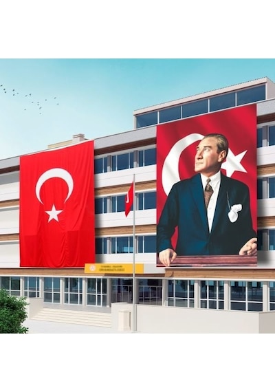 400x600 Atatürk Posteri Ve Türk Bayrağı Raşel Kumaş-1 Tek Ebat