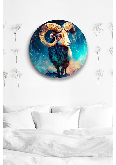 Koç Burcu Astroloji Tablo, Burçlar, Semboller Ahşap Tablo Modeli, Ev, Ofis, Şık Duvar Dekorasyonu