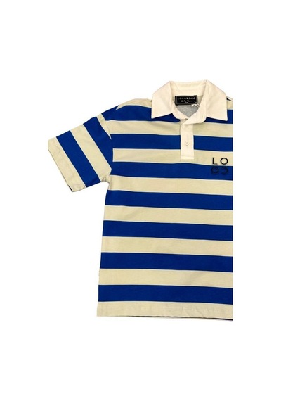 Zekids Erkek Çocuk Pamuklu Çizgili Polo Yaka Tshirt-12905-saks Saks
