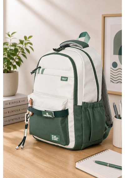 Unisex Ortaokul Lise Okul Sırt Çantası 16 İnç Laptop Bölmeli Soft Kumaş Hafif Yeşil-haki