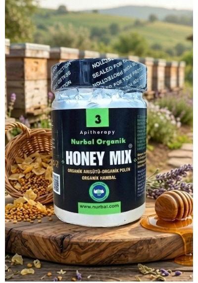 Nurbal Şifa Merkezi Honey Mix 3 Organik Arısütü Polen Bal 400 G