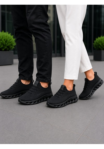 Homiro Unisex Triko Sneaker Hafif Taban Günlük Spor Ayakkabı Siyah-