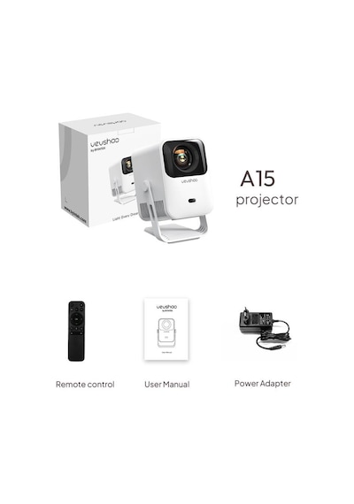 Byintek A15 Taşınabilir Android 14, Otomatik Odaklama 100° Döndürülebilir Stand, 5G WiFi 6, Bluetooth 5.4 300 ANSI Full HD Ev Sineması Projeksiyon Cihazı