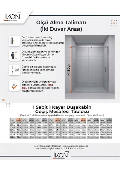 Enzo 1 Sabit 1 Sürgü Krom Buzlu 03 Duş Kabini H:190 Gümüş Metalik