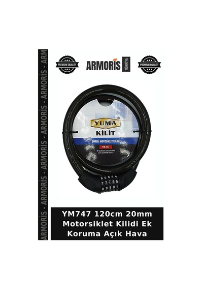 Ym747 120cm 20mm Motorsiklet Kilidi Ek Koruma Açık Hava