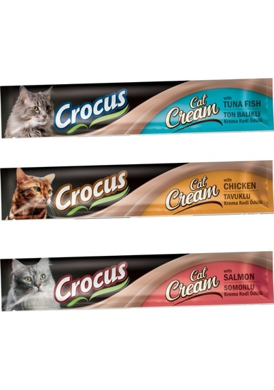Crocus Kediler İçin Krema Ödül Tavuk-balık-somon Aromalı 3 X15gr