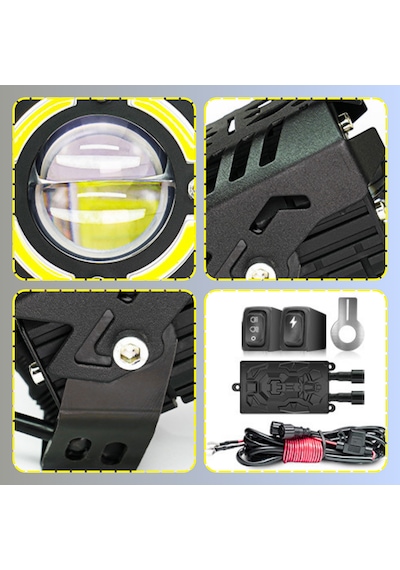 Led Motosiklet Ve Off Road Sis Farı Çakarlı Ultra Parlak 4 Modlu